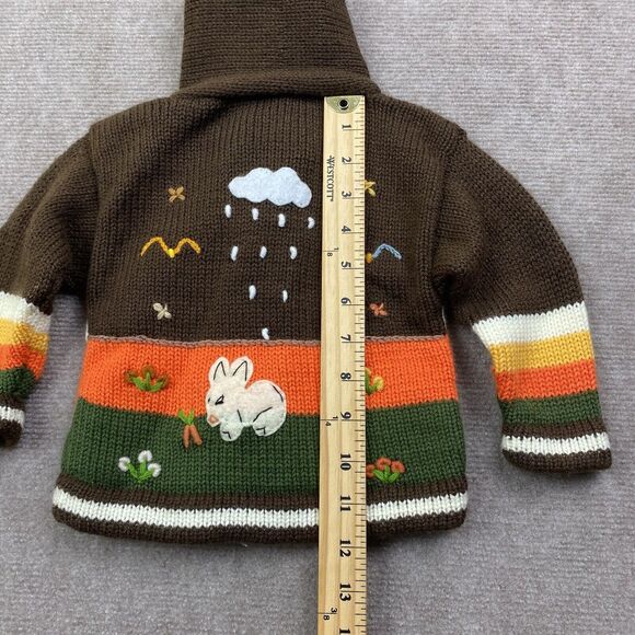 Children’s handmade Farm Animal Hooded Zip Sweater 0-12 - Picture 8 of 12